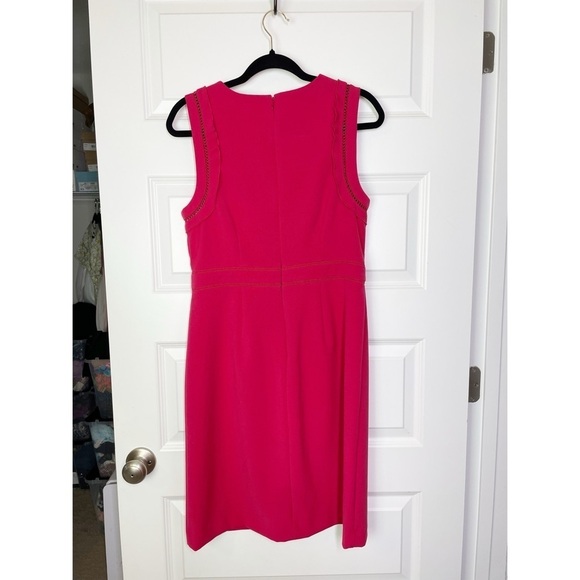 Ann Taylor Ruffle Sleeve Doubleweave Eyelet Sheath Dress in Pink Women’s Size 6 - Picture 4 of 10